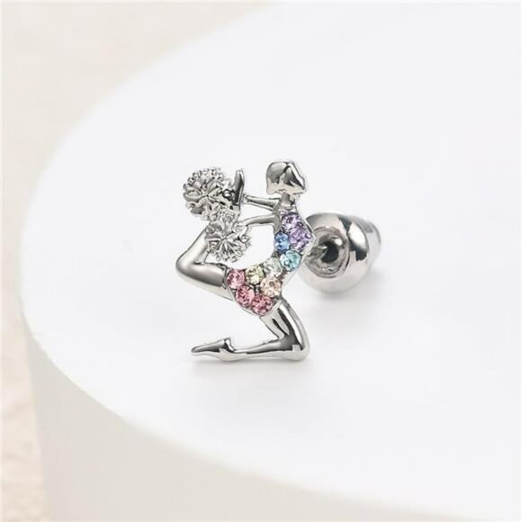 Cheerleader Earrings for Girls Heart Stud Sport Jewelry Cheer Accessories Gift - Picture 4 of 6